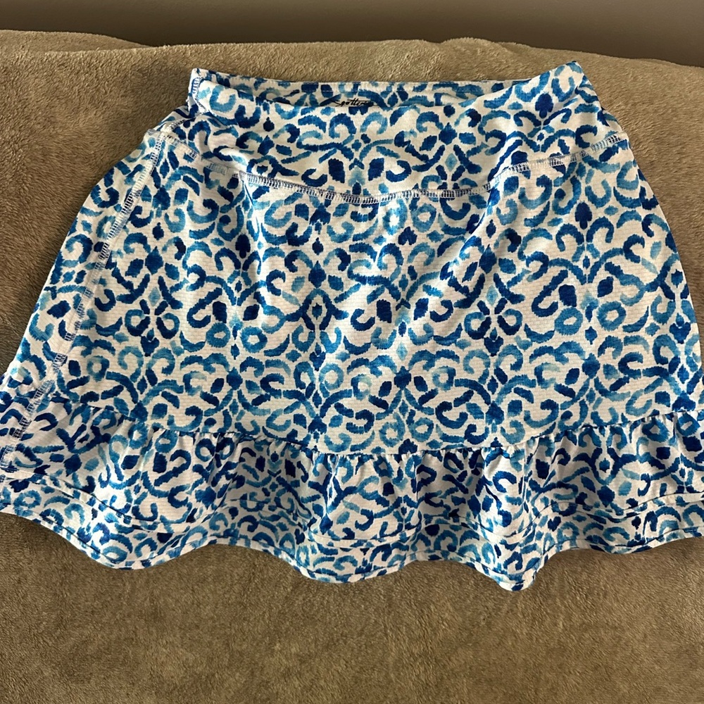 Gottex Blue and White Patterned Mini Skirt